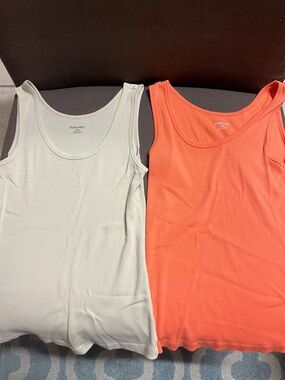 St. John's Bay Tank Tops - Cream and Coral